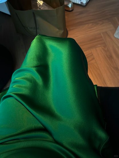 Lily of the valley Embroidery Emerald Satin Prom Dress DP5161