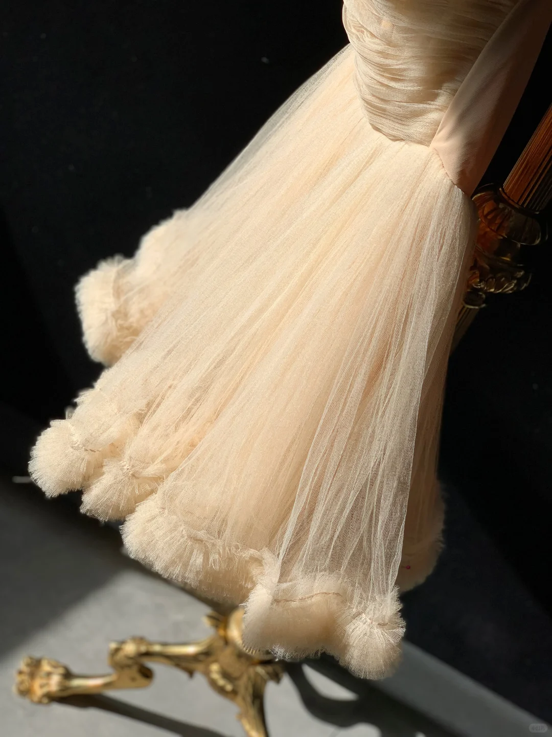 Cute A Line Strapless Apricot Tulle Short Homecoming Dress Date Dress DP4760