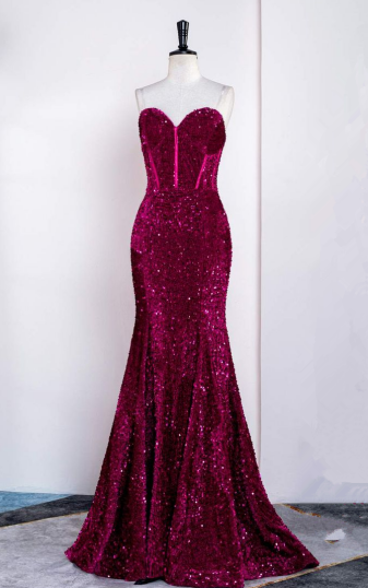 Elegant Sweetheart Sequin Mermaid Prom Dress Long Evening Dress DP511