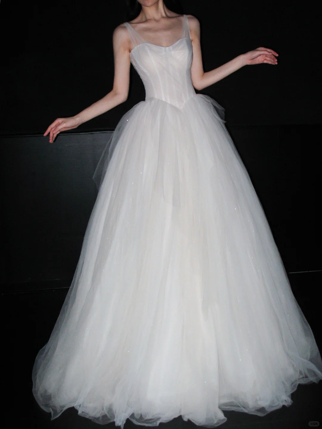 Elegant Ball Gown Spaghetti Strap Flowy Tulle Long Wedding Dress DP6384
