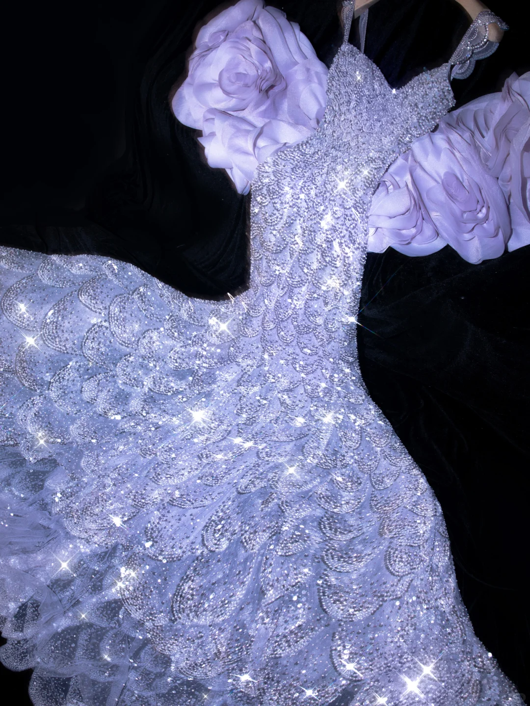 Purple Romantic Mermaid Layered Beaded Floral Tulle Prom Dress Evening Dress Party Dress DP2967