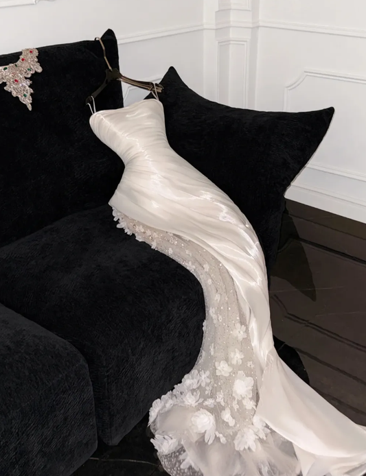 Stunning Sheath Strapless Beaded Sequin Satin Tulle Prom Dress Graduation Prom Dress DP2037