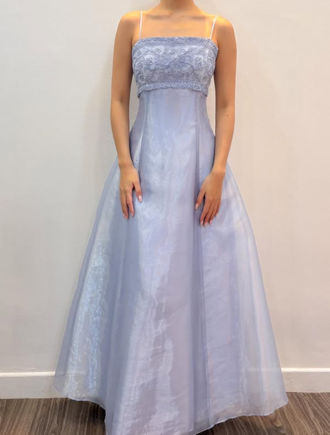 Vintage Light Purple A Line Beaded Tulle Organza Prom Dress Evening Dress Date Dress DP5278
