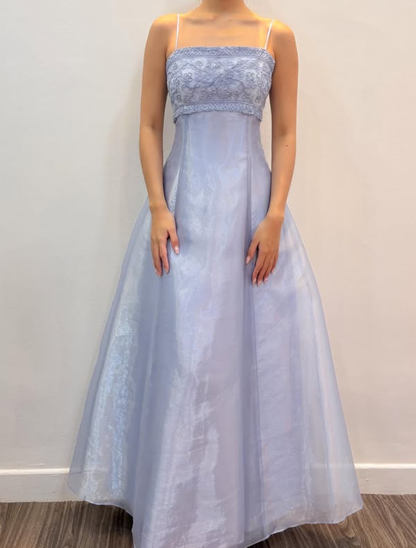 Vintage Light Purple A Line Beaded Tulle Organza Prom Dress Evening Dress Date Dress DP5278