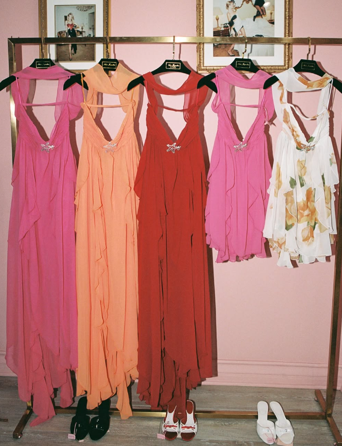 Flowy Orange A Line Halter Ruffle Chiffon Prom Dress Party Dress Vacation Dress DP3526