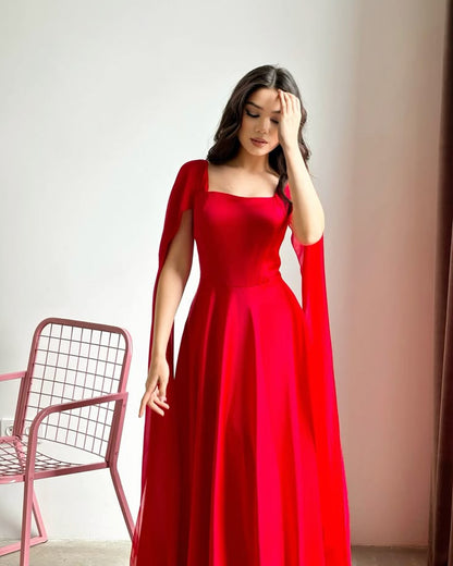 Simple Royal Blue A Line Long Sleeve Chiffon Formal Dress Evening Party Dresses DP3128
