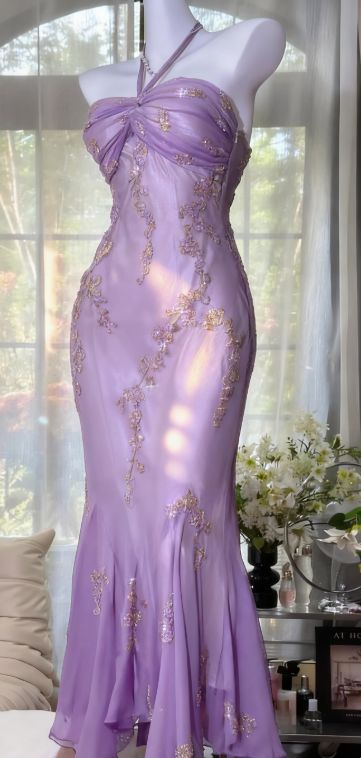 Vintage Mermaid Halter Beads Ruffles Chiffon Prom Dress Evening Dress DP1438
