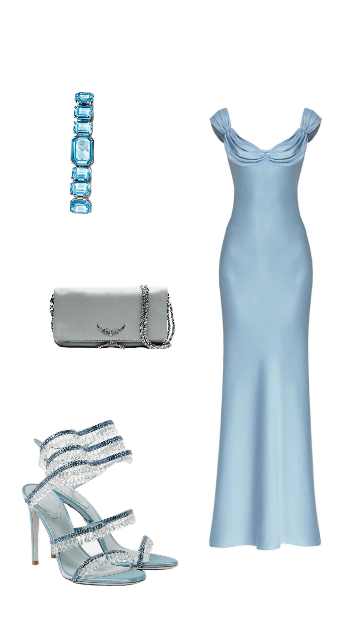 Simple Sheath Straps Blue Satin Long Party Dress Wedding Guest Dresses DP2352