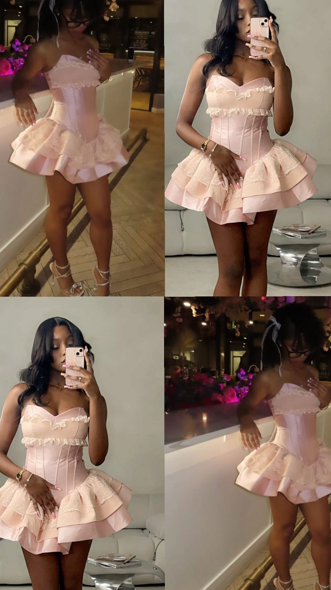 Cute Pink A Line Sweetheart Neck Satin Short Prom Dress Homecoming Dress DP7858