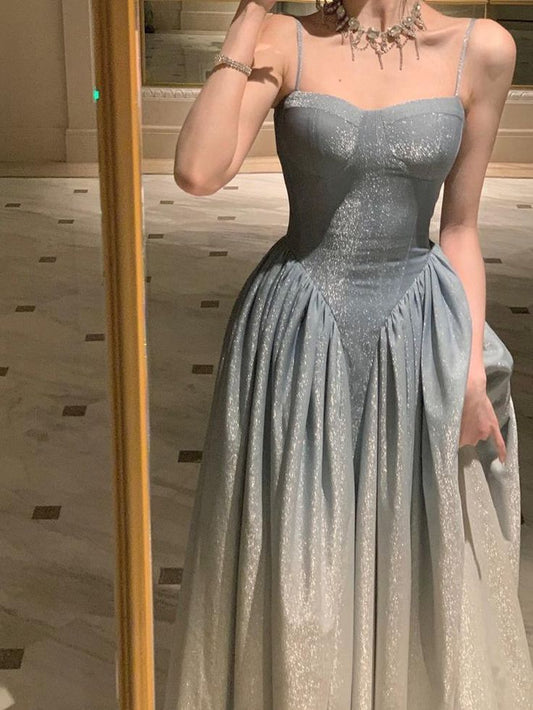 Pretty A Line Spaghetti Strap Sequin Prom Dresses Formal Evening Dress DP1366