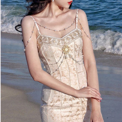 Pretty Mermaid Spaghetti Strap Printed Floral Satin Long Prom Dress Evening Dress DP4788