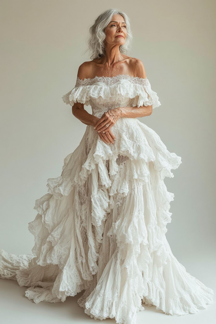 Stunning Ball Gown Off the Shoulder White Lace Wedding Dress Prom Dress DP3701
