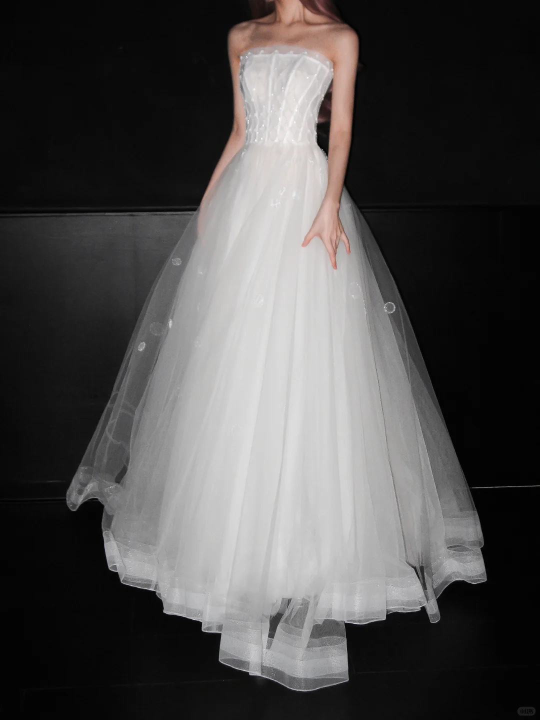 Exquisite White Tulle Long Wedding Dress DP5189