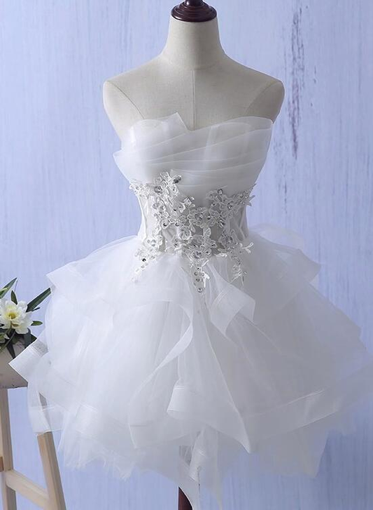 Lovely Tulle Short Party Dress White Teen Junior Prom Dress Homecoming Dress DP449