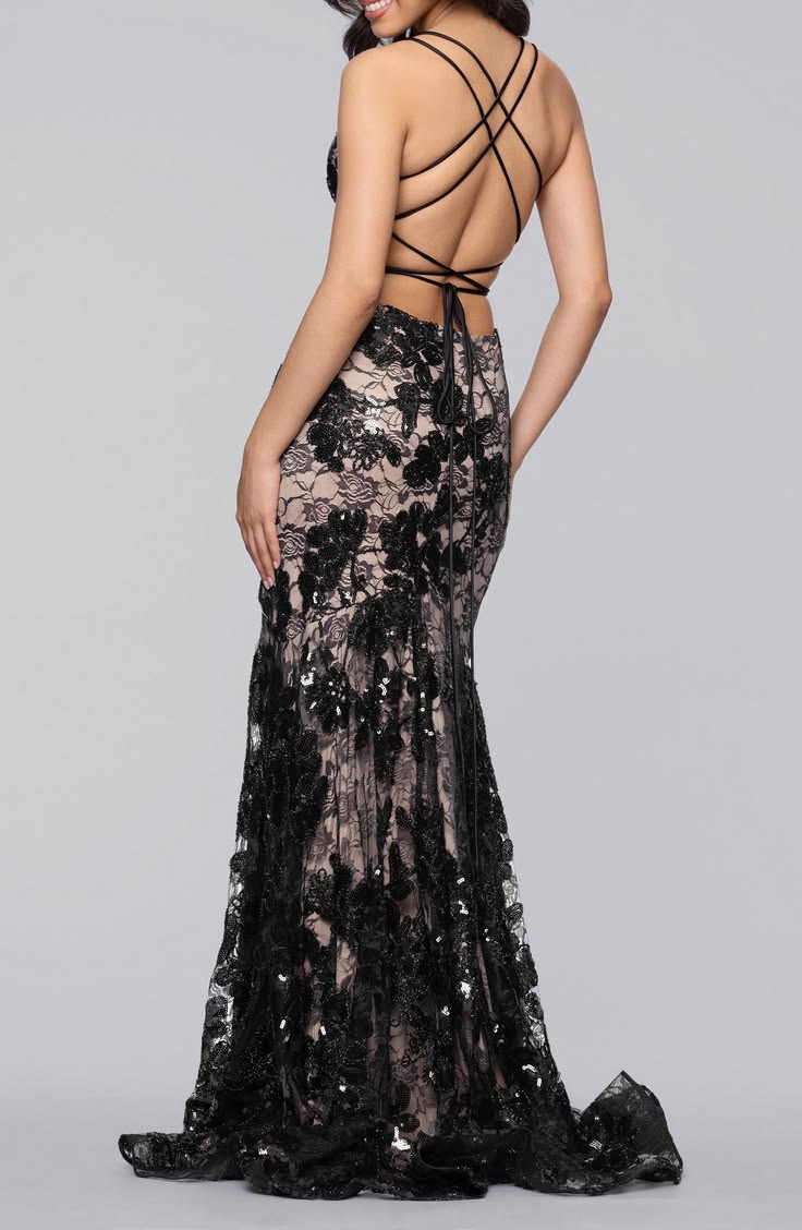 Stunning Black Mermaid Spaghetti Strap Sequin Tulle Long Prom Dress DP8148