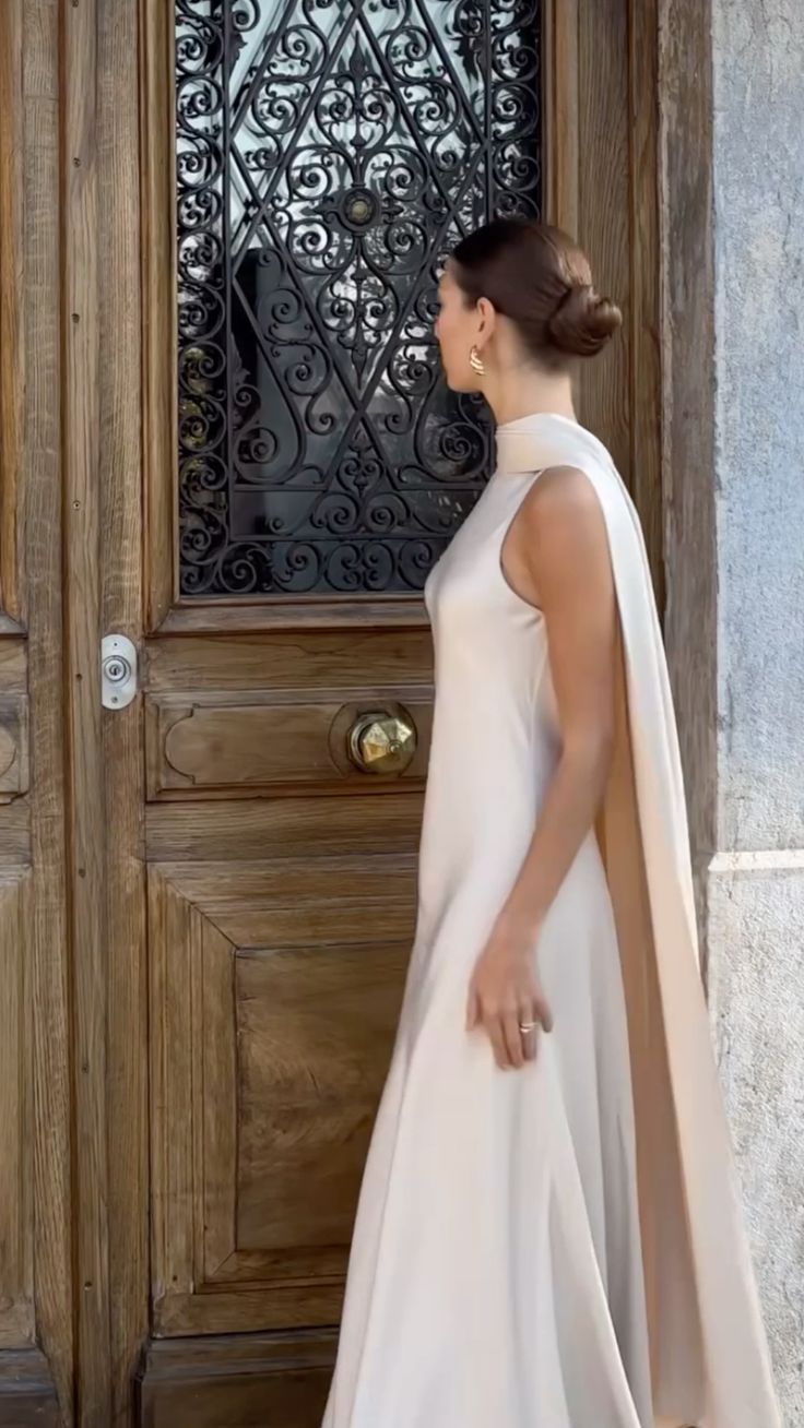 Elegant A Line Round Neck Ivory Satin Long Prom Dress Party Dresses Formal Gown DP3662
