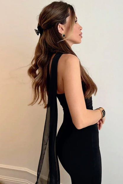 Sexy Sheath Strapless Black Satin Long Prom Dress Evening Dress DP6120
