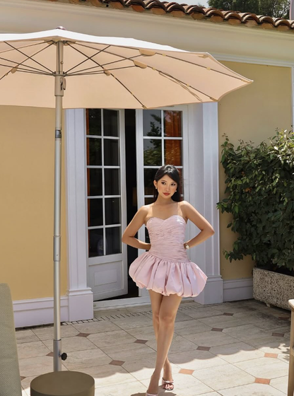 Cute A Line Sweetheart Neck Pink Satin Short Homecoming Dress Outfits DP4954