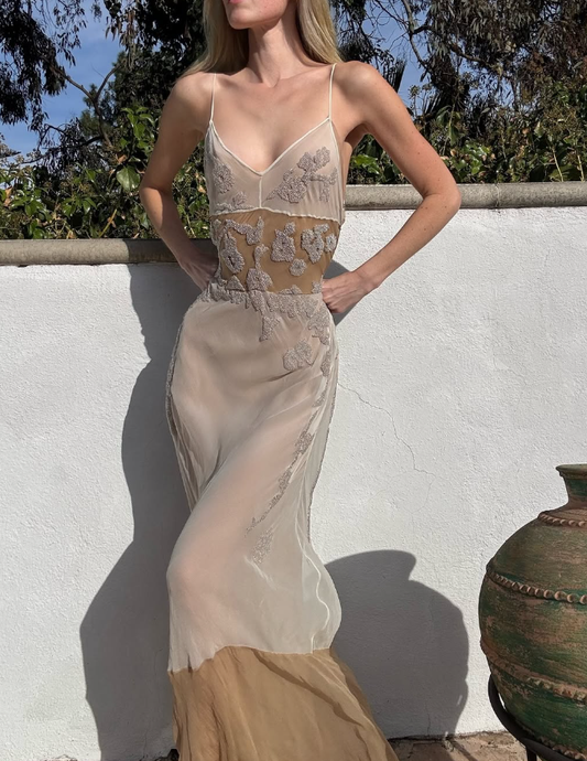 Gorgeous Sheath Spaghetti Strap Beaded Chiffon Long Prom Dress Graduation Prom Dress DP2199