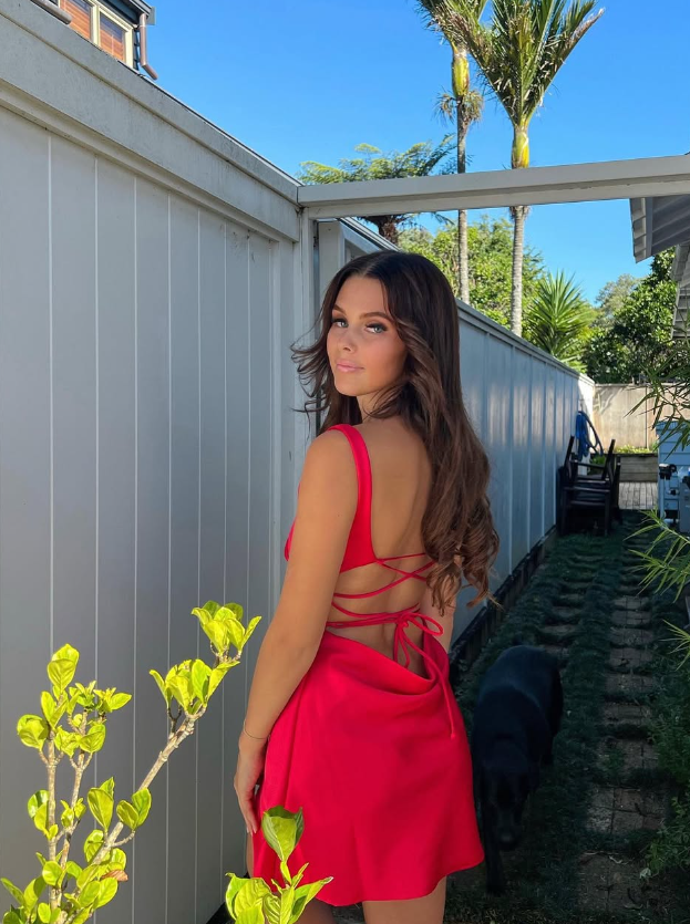Charming A Line Straps Red Satin Short Homecoming Dress Birthday Dress DP1600