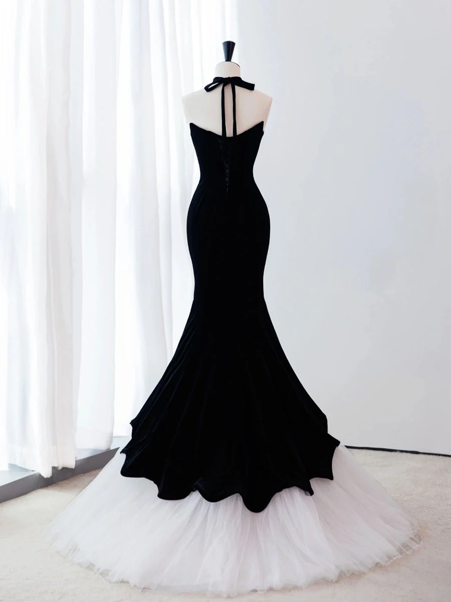 Mermaid Velvet Black Long Prom Dress DP375