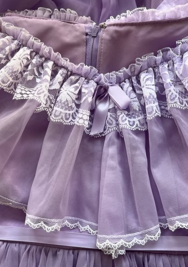 Vintage A Line Off the Shoulder Lilac Tulle Prom Dress Evening Dress Date Dress DP5708