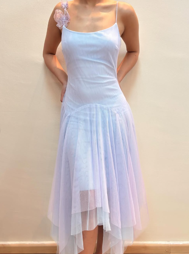 Fairy A Line Spaghetti Strap Butterfly Tulle Prom Dress Evening Dress DP1603