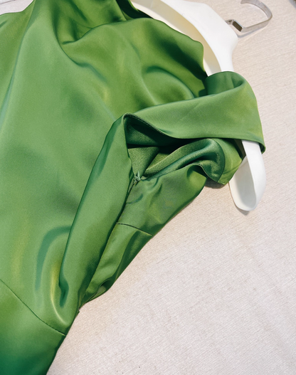 Classic Green A Line Straps Simple Satin Prom Dress Party Dress Date Dress DP4458