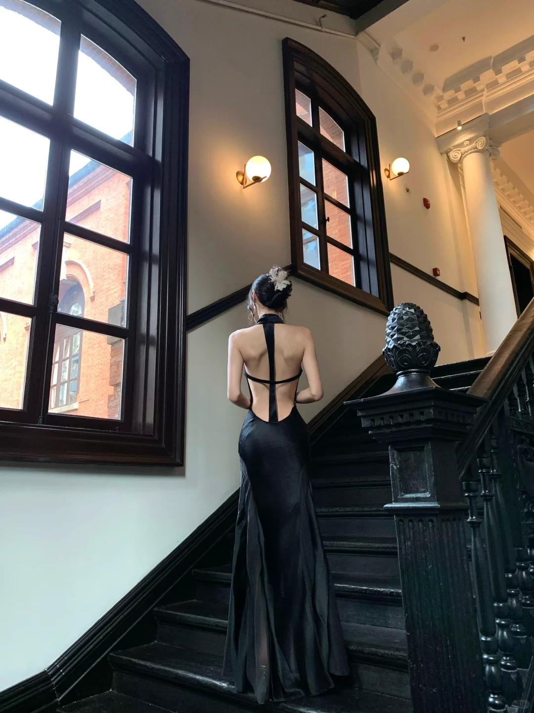 Sexy A Line Halter Black Chiffon Satin Open Back Prom Dress Party Dress DP4554