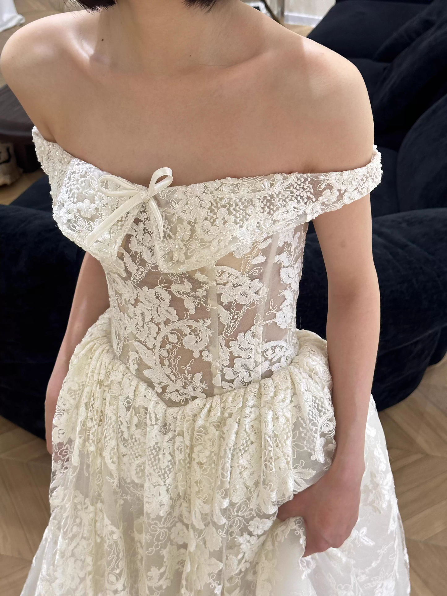 White A Line Off the Shoulder Lace Long Wedding Dress Birthday Dress DP2748