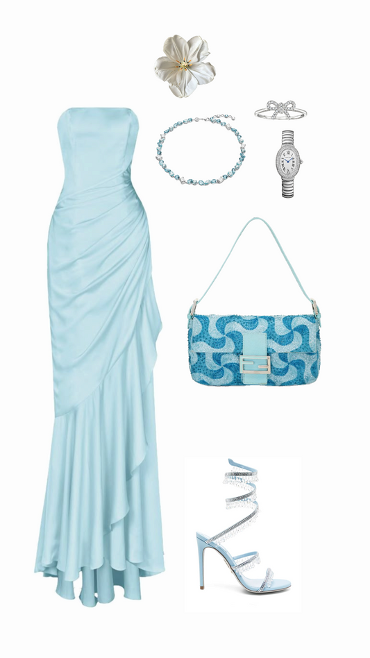 Elegant Mermaid Strapless Pleated Blue Satin Long Party Dress Evening Dress DP2364