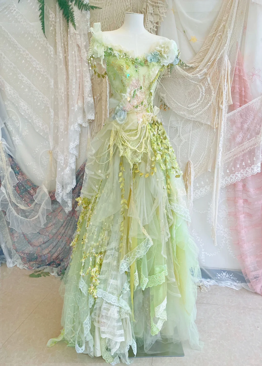 The Wizard of Oz Exquisite Ball Gown Straps Floral Beaded Tulle Prom Dress 16th Birthday Dress DP3764