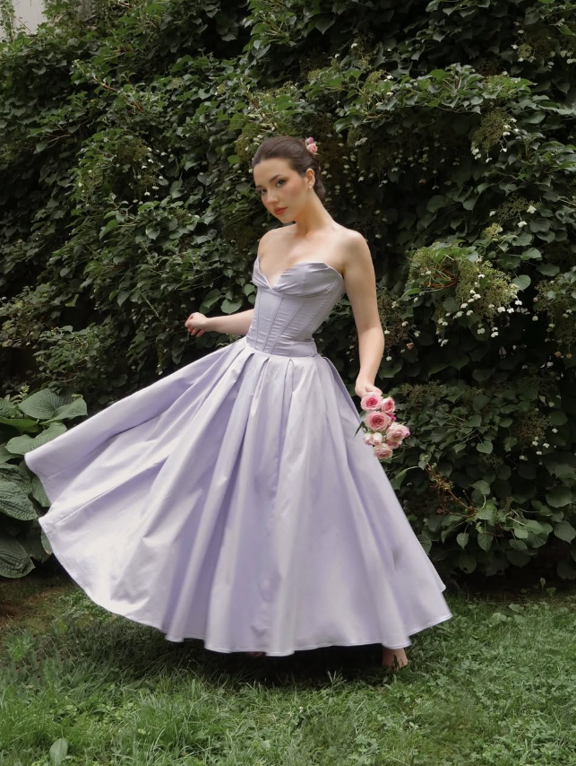 Purple Princess A Line Sweetheart Neck Corset Satin Long Prom Dress Party Dress Formal Gown DP3382