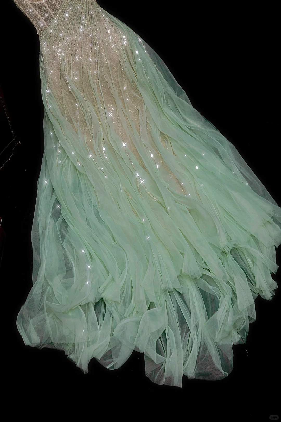 Exquisite A Line Strapless Beaded Green Champagne Tulle Party Dress Evening Dress DP2861