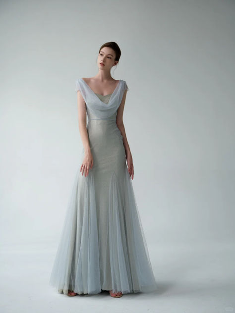Unique Two Piece Mermaid Straps Tulle Sequin Party Dress Prom Dress Formal Gown DP3724