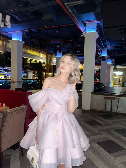 Baby Blue Pleated Gentle New Organza Short Homecoming Dress Cocktail Dress DP2931