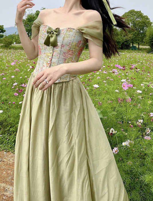 Elegant A Line Off the Shoulder Green Satin Long Prom Dress Evening Dress DP1781
