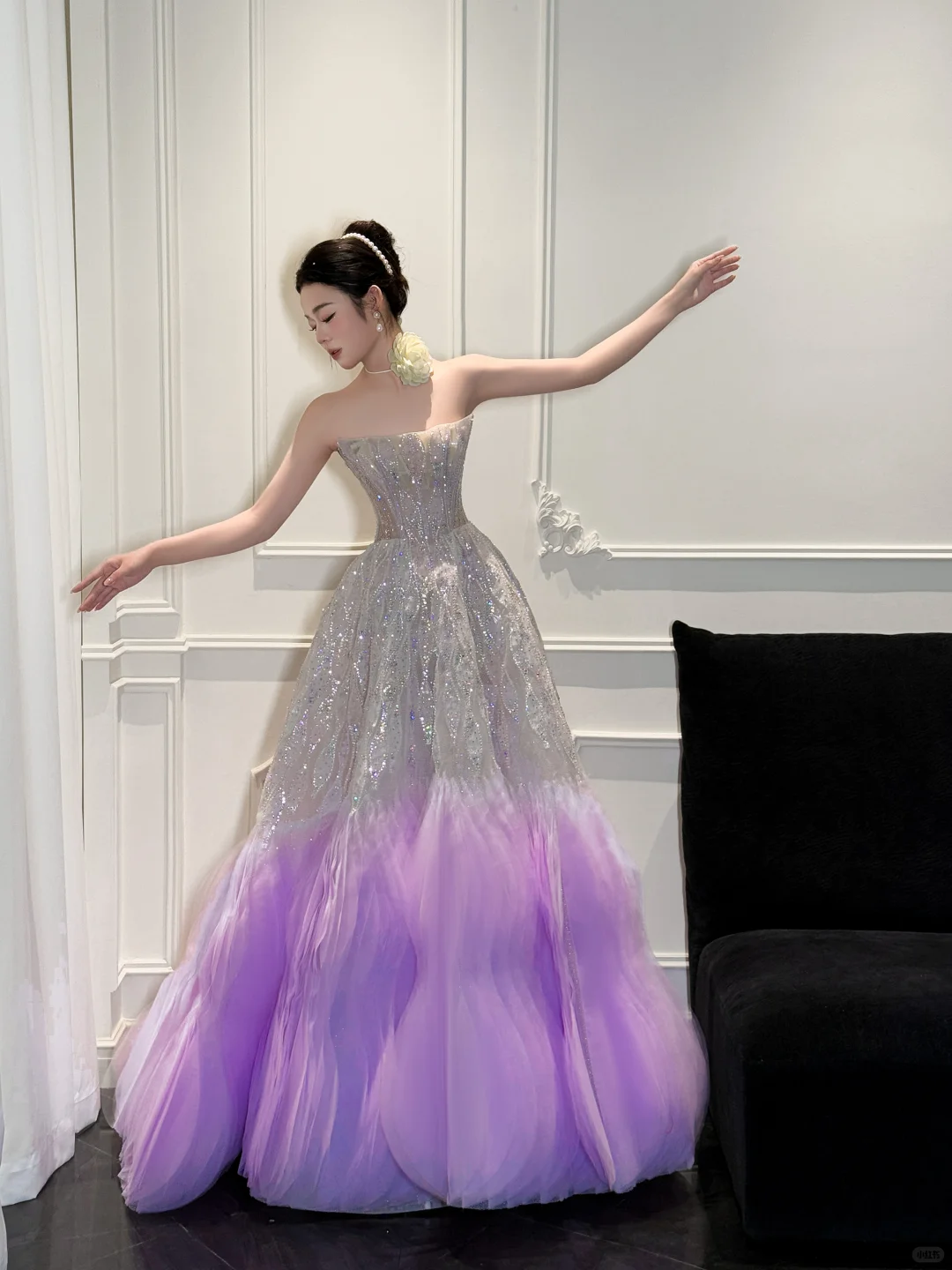 Stunning Ball Strapless Sequin Purple Tulle Long Prom Dress Party Dress DP4291