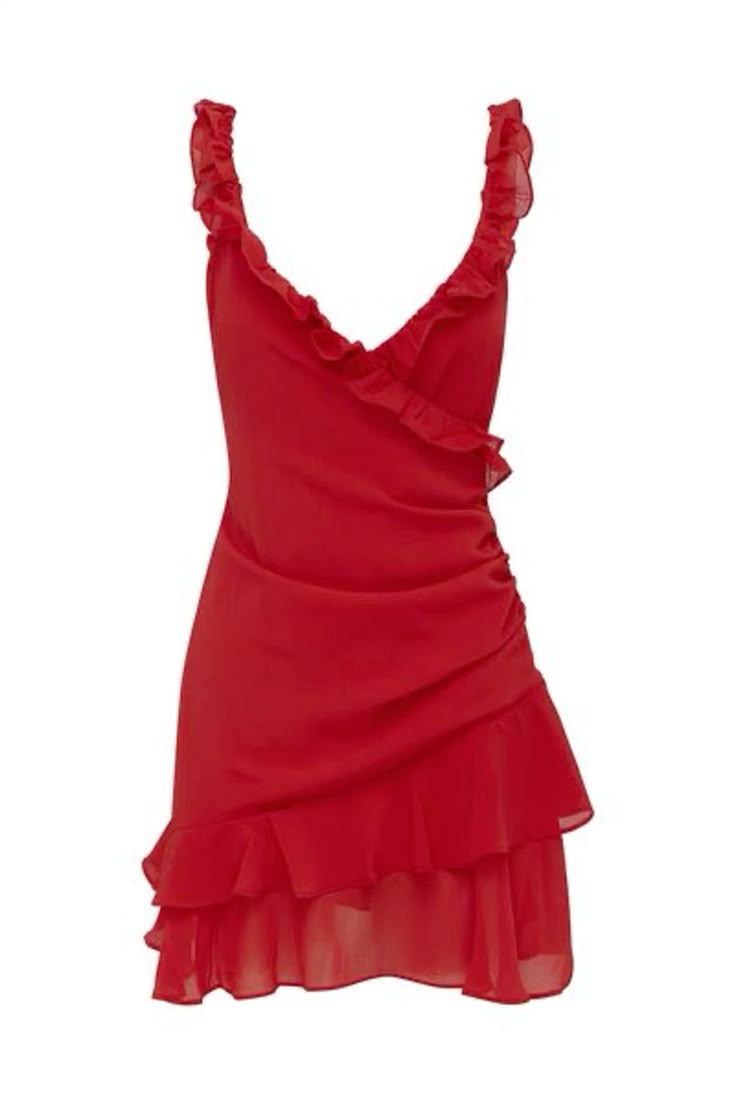 Burgundy A Line V Neck Ruffle Chiffon Short Party Dress Homecoming Dress Outfits DP3009