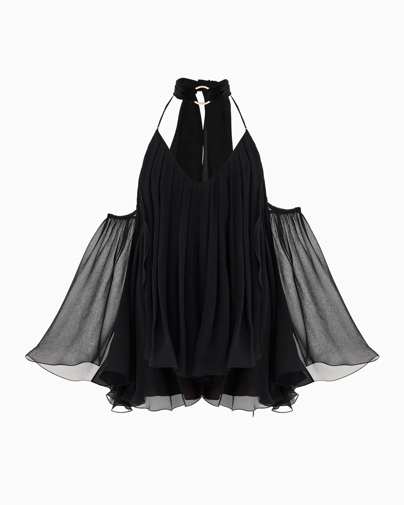 Sexy A Line Halter Black Chiffon Short Open Back Homecoming Dress DP2739