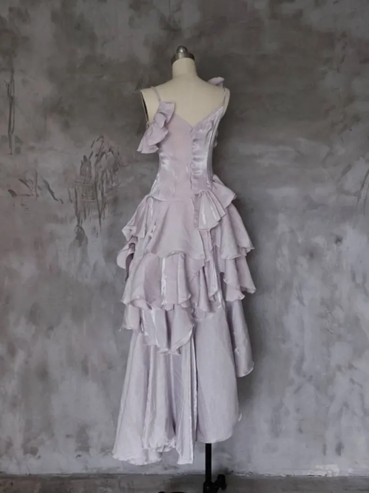 Light Purple Asymmetrical Layered Ruffles Evening Gown Prom Dress Outfits DP670