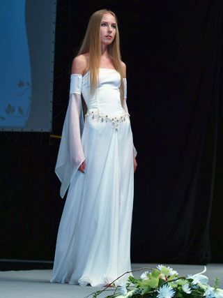 White A Line Long Sleeve Appliques Chiffon Satin Prom Dress Evening Dress Birthday Dress DP3622