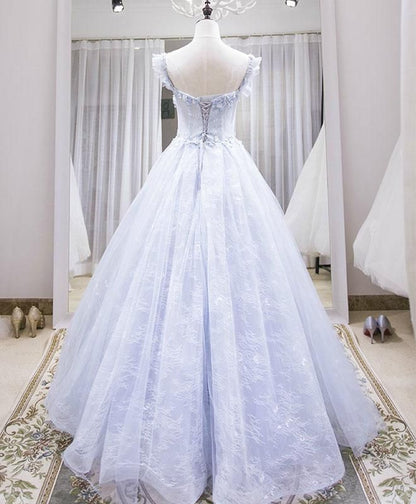 Elegant Light Purple Tulle Lace Long Prom Dress Evening Dress DP1219