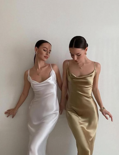 White Simple Sheath Spaghetti Strap Satin Homecoming Dress Cocktail Dress DP3853