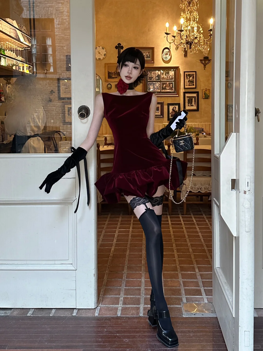 Stunning A Line Round Neck Burgundy Velvet Short Homecoming Dress Cocktail Dress DP2675