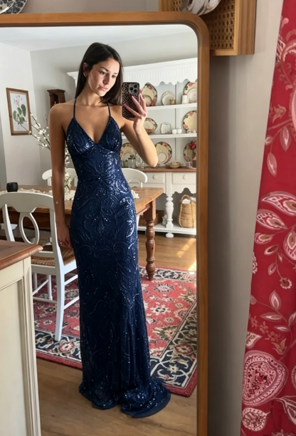 Green Sheath Spaghetti Strap Exquisite Beaded Tulle Prom Dress Graduation Prom Dress DP6660