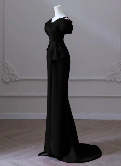 Black Satin Elegant Mermaid Evening Dress Formal Prom Dress DP254