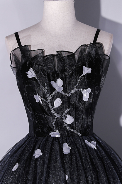 Shiny Black Tulle Beaded Long Prom Dress Party Dress DP451