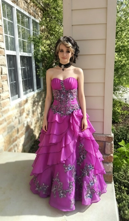 Vintage Pink Ball Gown Strapless Embroidered Layered Chiffon Prom Dress Graduation Prom Dress DP5105