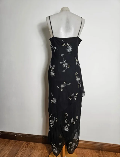 Apricot Embroidery Floral Bead Layered Chiffon Homecoming Dress Party Dress Evening Dress DP3084